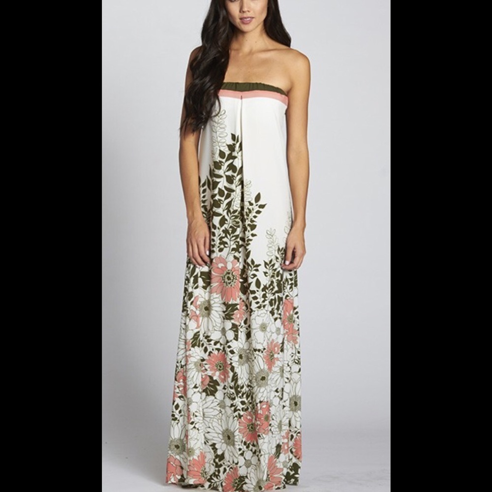 Cream multi colored floral print Dress